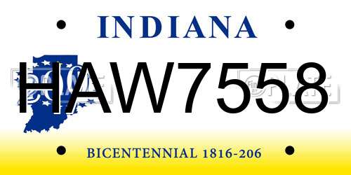 HAW7558 Indiana License Plate