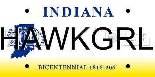HAWKGRL Indiana License Plate