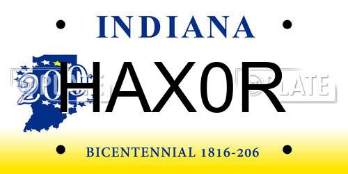 HAX0R Indiana License Plate