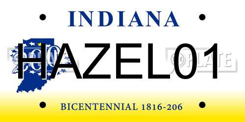 HAZEL01 Indiana License Plate