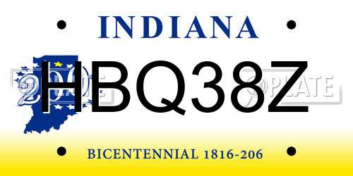 HBQ38Z Indiana License Plate