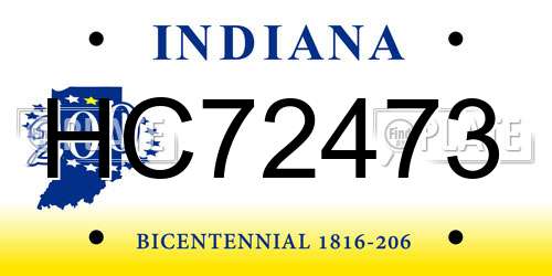 HC72473 Indiana License Plate