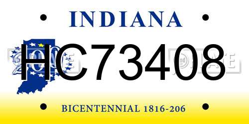 HC73408 Indiana License Plate
