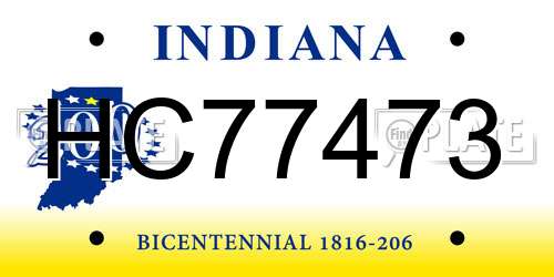 HC77473 Indiana License Plate