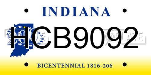 HCB9092 Indiana License Plate