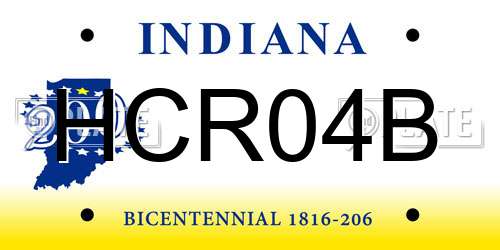 HCR04B Indiana License Plate
