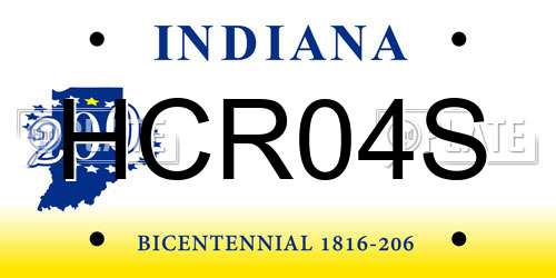 HCR04S Indiana License Plate