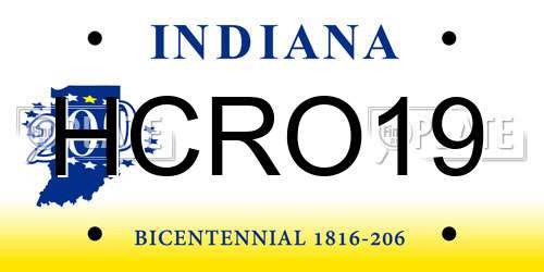 HCRO19 Indiana License Plate