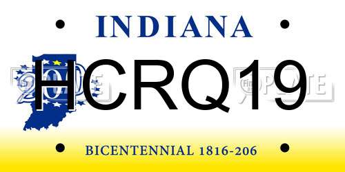 HCRQ19 Indiana License Plate