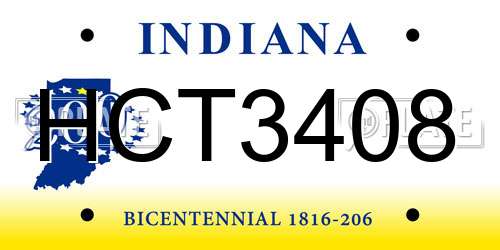 HCT3408 Indiana License Plate