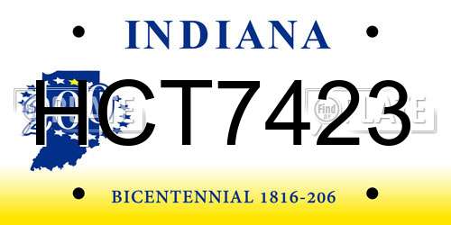 HCT7423 Indiana License Plate