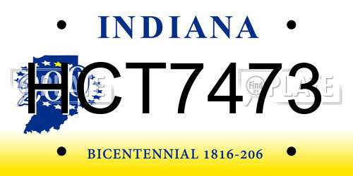 HCT7473 Indiana License Plate