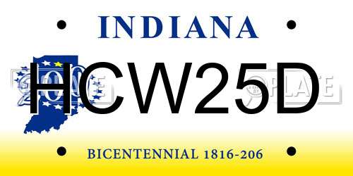 HCW25D Indiana License Plate