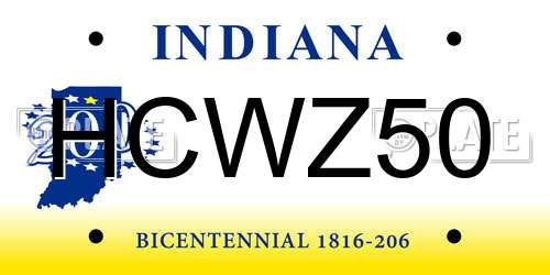 HCWZ50 Indiana License Plate