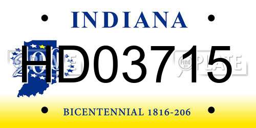 HD03715 Indiana License Plate