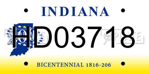 HD03718 Indiana License Plate