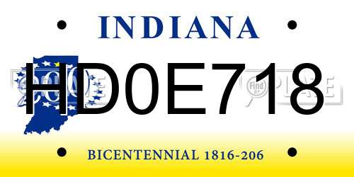 HD0E718 Indiana License Plate