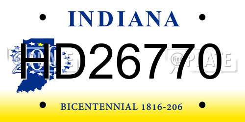 HD26770 Indiana License Plate