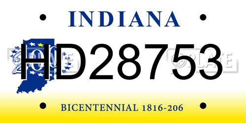 HD28753 Indiana License Plate