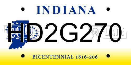 HD2G270 Indiana License Plate