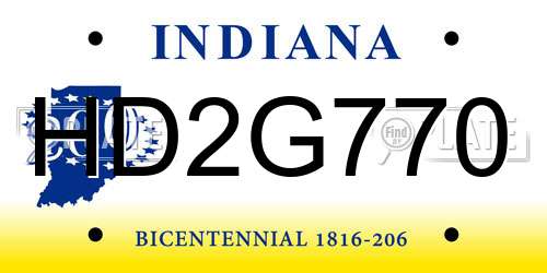HD2G770 Indiana License Plate