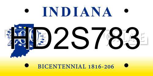 HD2S783 Indiana License Plate