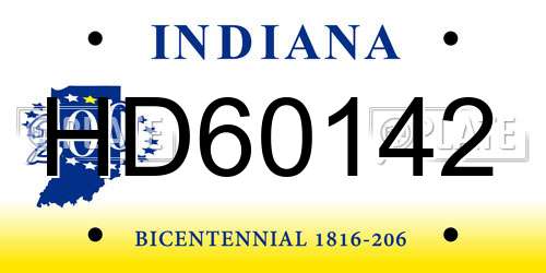 HD60142 Indiana License Plate