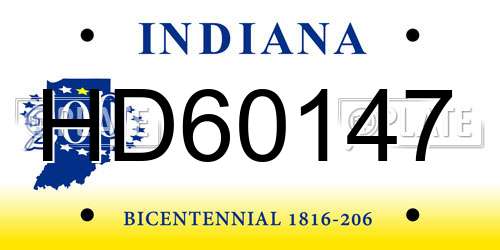 HD60147 Indiana License Plate