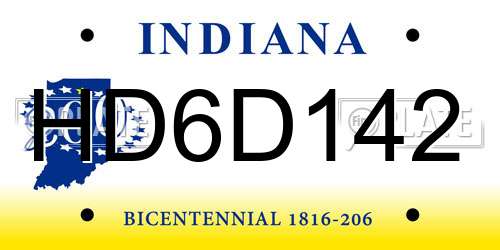 HD6D142 Indiana License Plate