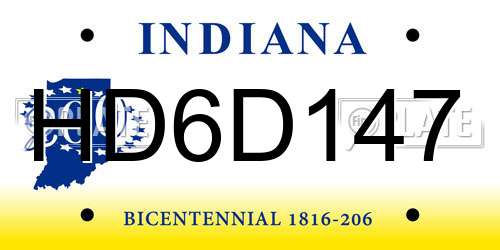 HD6D147 Indiana License Plate