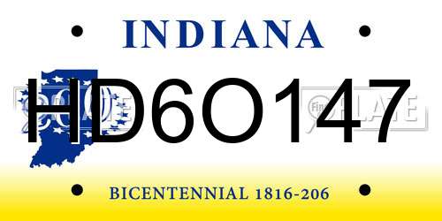 HD6O147 Indiana License Plate