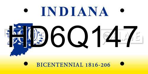 HD6Q147 Indiana License Plate