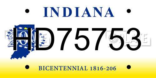 HD75753 Indiana License Plate
