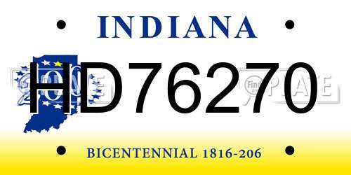 HD76270 Indiana License Plate