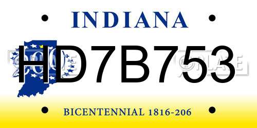 HD7B753 Indiana License Plate