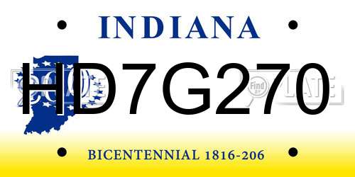 HD7G270 Indiana License Plate