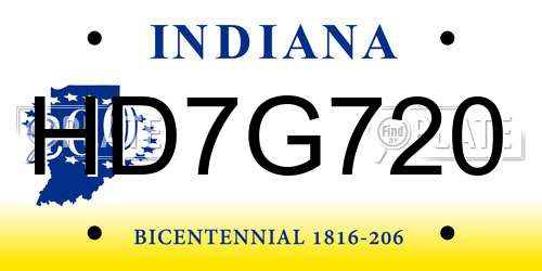 HD7G720 Indiana License Plate