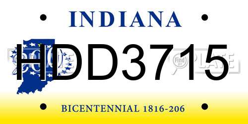 HDD3715 Indiana License Plate