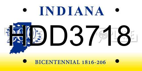 HDD3718 Indiana License Plate