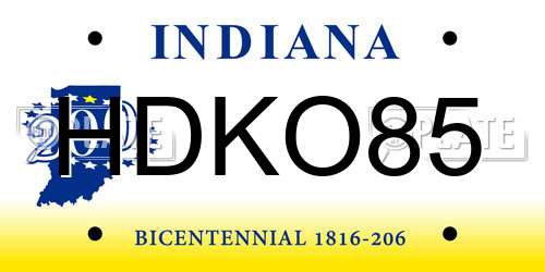 HDKO85 Indiana License Plate