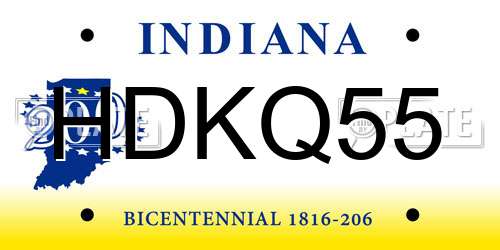 HDKQ55 Indiana License Plate