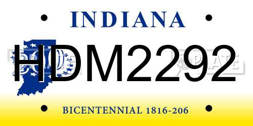 HDM2292 Indiana License Plate