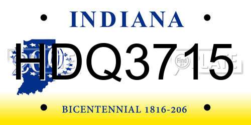 HDQ3715 Indiana License Plate