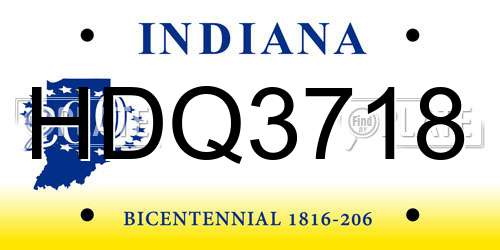 HDQ3718 Indiana License Plate