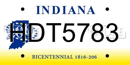 HDT5783 Indiana License Plate