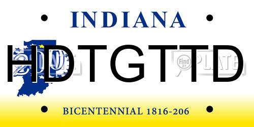 HDTGTTD Indiana License Plate