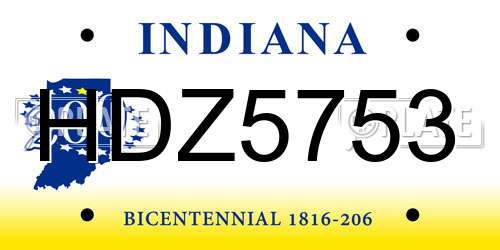 HDZ5753 Indiana License Plate