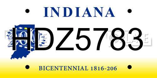 HDZ5783 Indiana License Plate