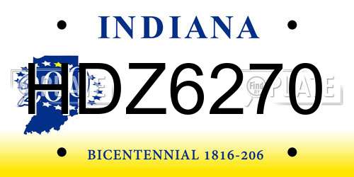 HDZ6270 Indiana License Plate