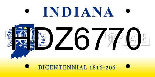HDZ6770 Indiana License Plate